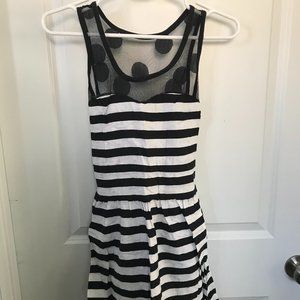 Black and White Stripped w/ Polka Dot Dress